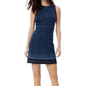 Theory Sleeveless Denim Sheath Dress “Raneid D” Distressed Indigo - Size 2